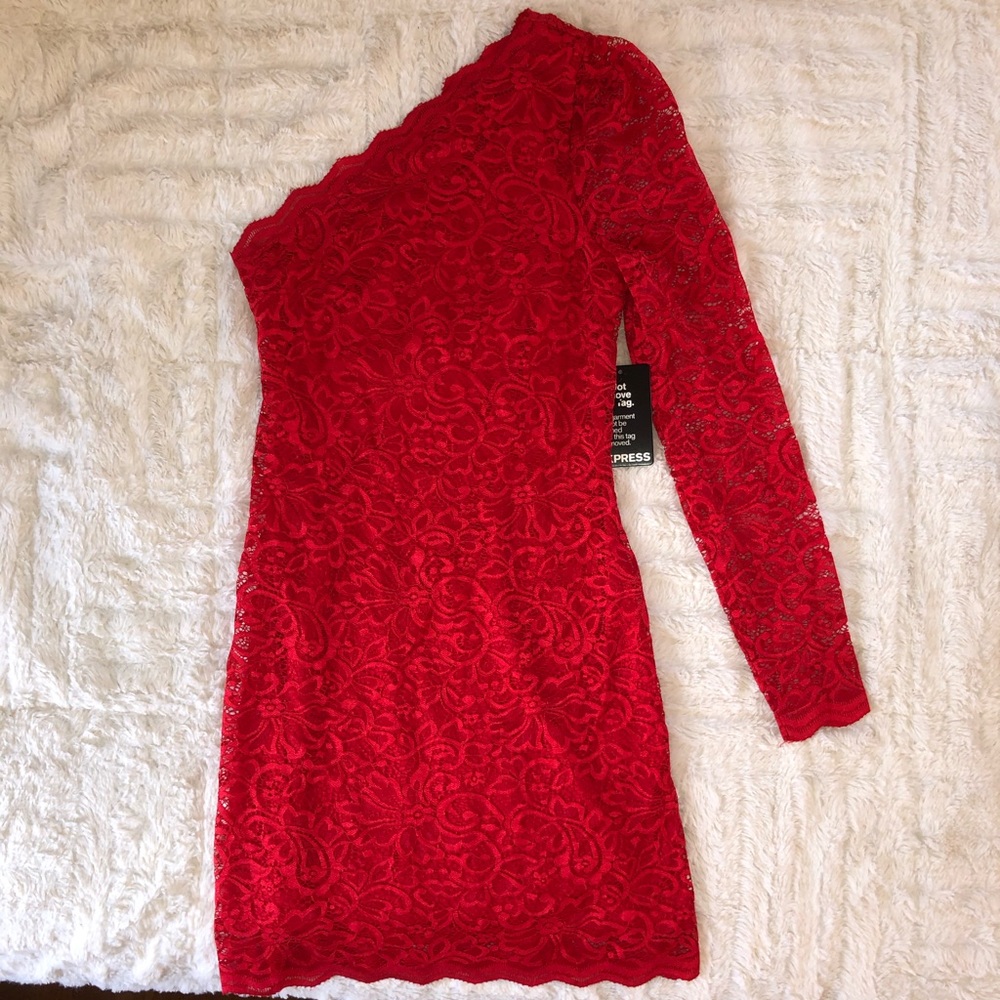 NWT Express One Shoulder Red Dress